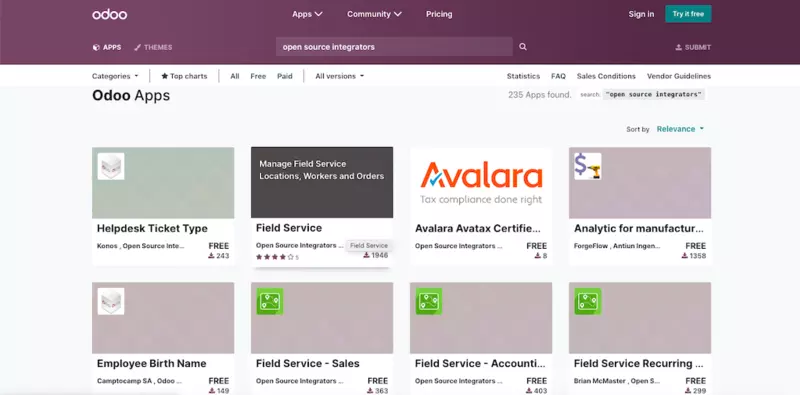 Open Source Integrators  listed Odoo applications