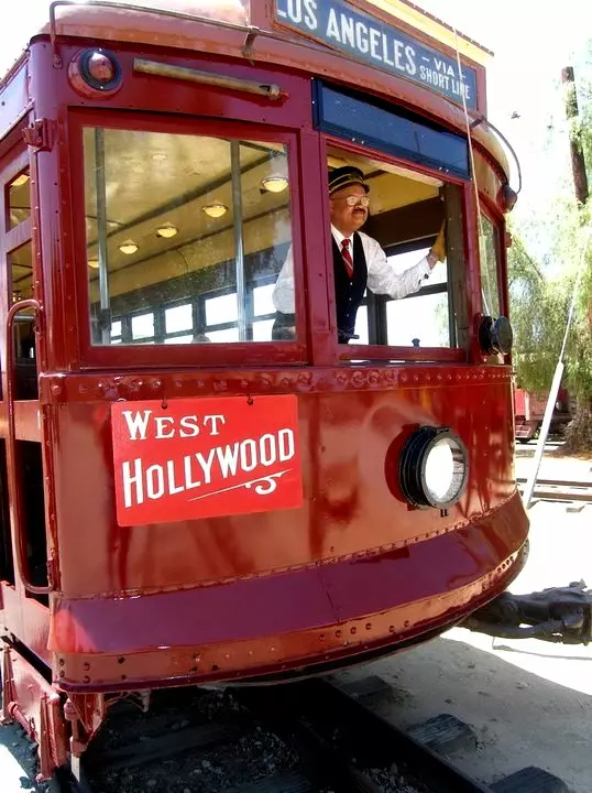 George Huckaby operating a vintage Pacific Electric vehicle at the Orange Empire Railway Museum